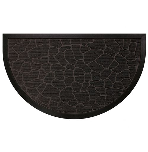 Paris Prix - Tapis D'entrée Demi-lune galets 45x75cm Noir