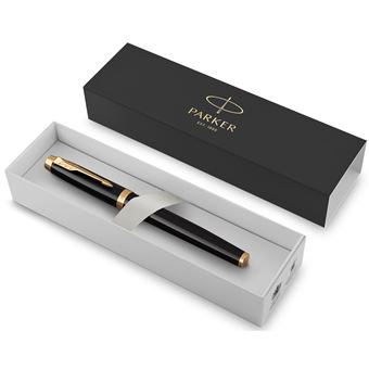 PARKER IM Stylo plume, Noir, plume moyenne, encre bleue, Coffret cadeau