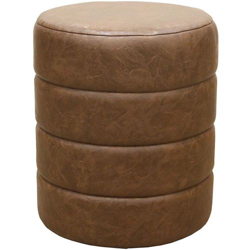 Pouf design vintage Chester - Diam. 34 x H. 42 cm - Marron