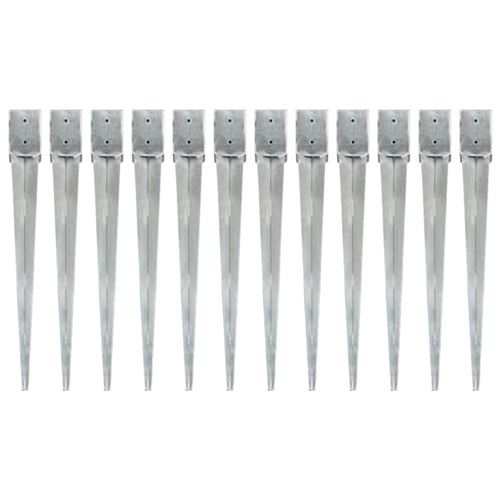 vidaXL Piquets au sol 12 pcs Argenté 10x10x91 cm Acier galvanisé