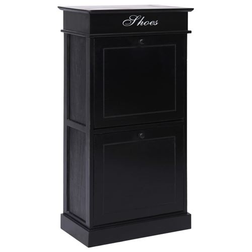 vidaXL Armoire à chaussures Noir 50 x 28 x 98 cm Bois de Paulownia