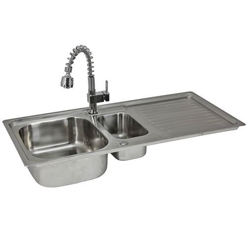 Monstershop Premium Stainless Steel Kitchen Sink & Padstow Tap in Silver