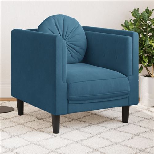 Non Communiqué Bleu Vidaxl Fauteuil Avec Coussin Velours