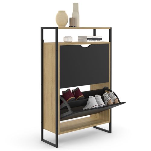 Meuble à chaussures industriel avec 2 portes et étagère