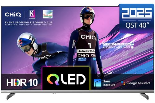 CHiQ L40QST 40 Pouces (101cm) Téléviseur QLED Pro Google TV Design Métal sans Cadre, 90 DCI P3, HDR10,FHD