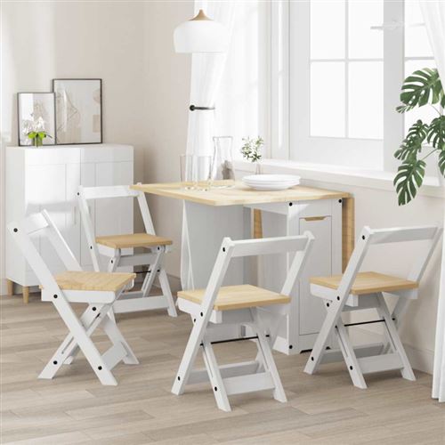 vidaXL Klappstühle, 4 Stück, Modell „Corona“, weiß, Massivholz Kiefer