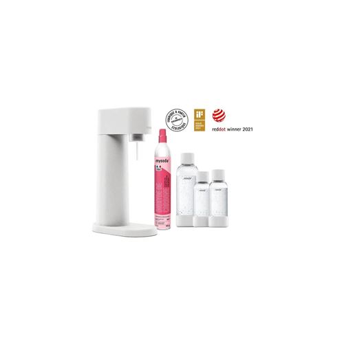 MYSODA - Pack Machine Woody Blanche (machine + 1 cylindre + 1 bouteille 1L + 2 bouteilles 0.5L)