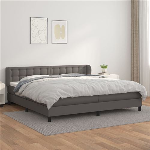 vidaXL Sommier à lattes de lit avec matelas Gris 200x200 cm Similicuir3127335