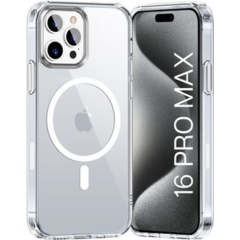 Coque pour iPhone 16 PRO MAX - Silicone Transparent avec Cercle magnétique intégré Phonillico® - 1