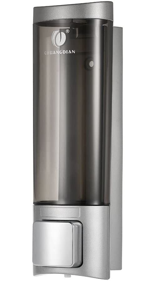 CHENYAO(ZY0016) Distributeur de Savon, Manuel Liquide à Montage Mural Shampooing Gel Douche Dispenser Main Cleanser Washroom Lotion pour Salle de Bains Toilettes Hôtel 200ml - Argent