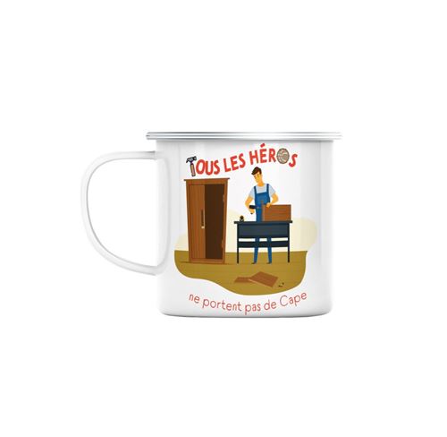 Mug en métal émaillé Les vrais héros - menuisier