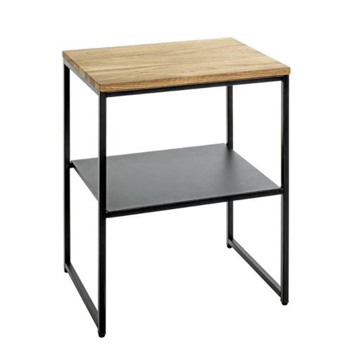 Table d'Appoint 2 Niveaux "Pika" 60cm Chêne & Noir