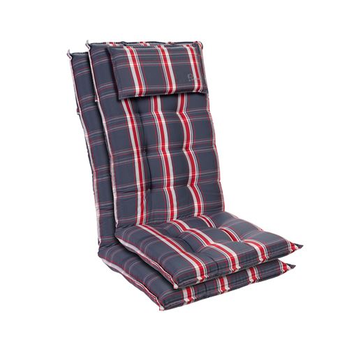Coussin de chaise de jardin -Blumfeldt Sylt -120 x 50 x9 cm -2 pièces -Gris / Rouge