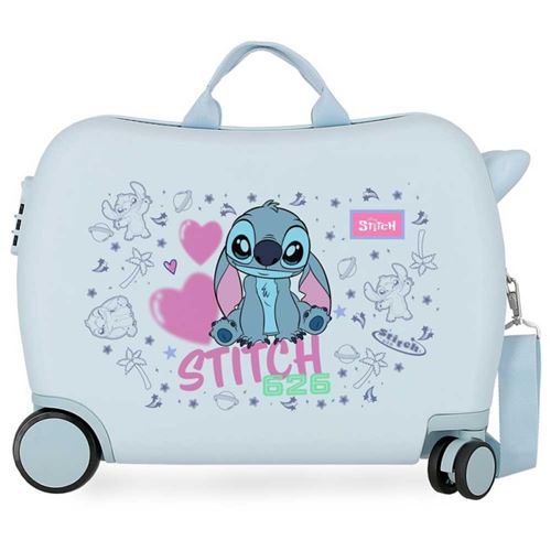 Disney - Valise trotteur enfant Stitch "Hearts" - 50 x 38 x 20 cm - Bleu