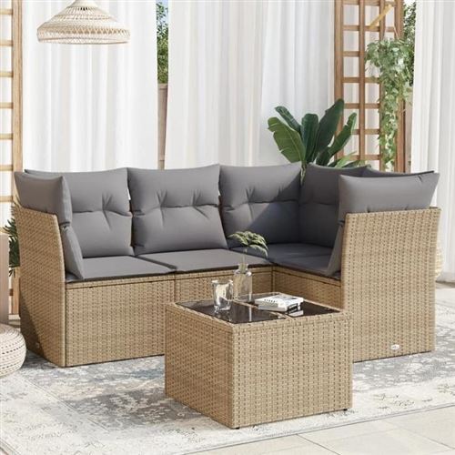 Non Communiqué Beige Salon De Jardin Modulable Vidaxl Rotin 4 Personnes 62 X 62 X 69 Cm 5 Pieces