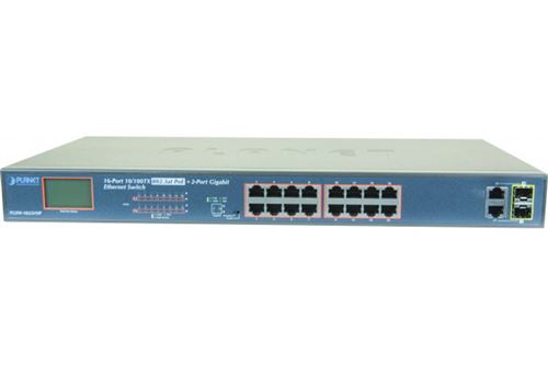 switch ethernet planet fgsw1822vhp 16 ports 10/100 mbps poe+ 300w+ écran lcd +2g +2sfp