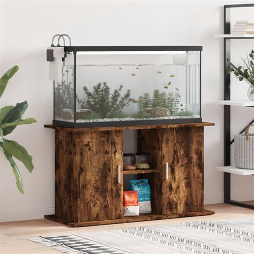 Comparer les prix de vidaXL Support pour Aquarium, Armoire pour Aquarium avec Compartiments et Étagères, Meuble de Base pour Aquarium avec Rangement, Chêne Fumé Bois d'Ingénierie