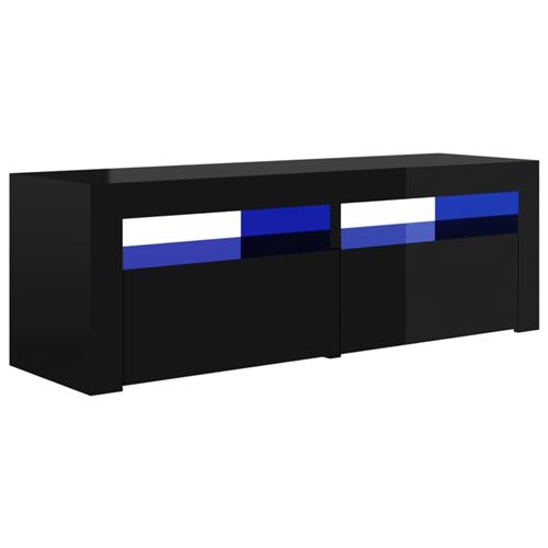 vidaXL Meuble TV avec lumières LED Noir brillant 120x35x40 cm