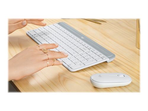 Logitech Slim Wireless Combo MK470 - Ensemble clavier et souris - sans fil  - 2.4 GHz - Français - blanc cassé - Ensemble clavier/souris - Achat & prix