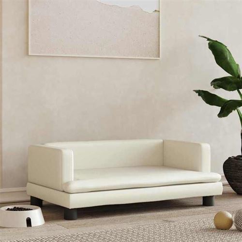 Comparer les prix de vidaXL Lit pour chien crème 80x45x30 cm similicuir