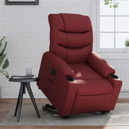 Vidaxl Rouge Fauteuil Inclinable Électrique Bordeaux Similicuir - Image 3