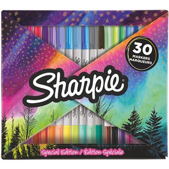 Sharpie 30 marqueurs permanents Edition Spécial, Assortiment de couleurs, 20 pointes fine et 10 ultra fine