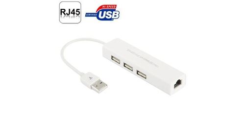 Adaptateur réseau ethernet usb 2. 0 + 3 ports usb hub