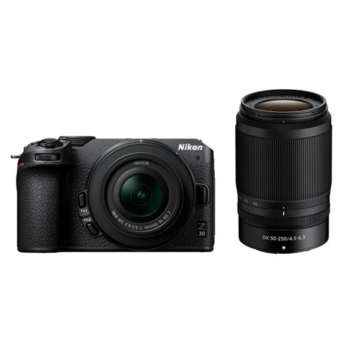 Acheter Appareil photo hybride Nikon Z 30 noir + Z DX 16-50mm f/3.5-6.3 + Z DX 50-250mm f/4.5-6.3 VR noir État correct - 878,00 € Appareil photo hybride Nikon Z 30 noir + Z DX 16-50mm f/3.5-6.3 + Z DX 50-250mm f/4.5-6.3 VR noir État correct - Nikon reconditionné disponible sur Fnac