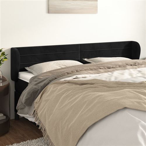 vidaXL Hoofdbord met randen 183x23x78/88 cm fluweel zwart3117346