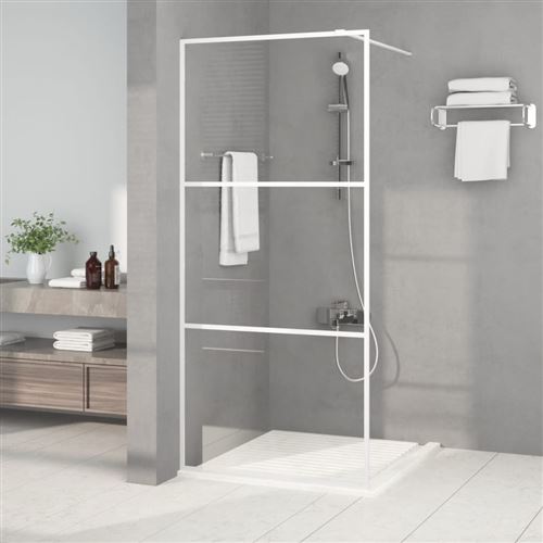 Parete Doccia Walk In Bianca 90x195 Cm Vetro Trasparente Esg Vidaxl