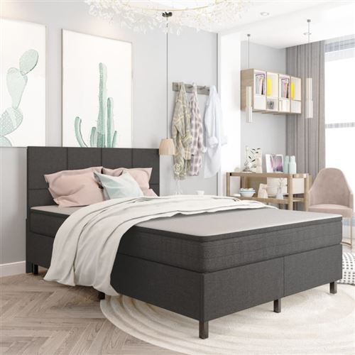 Sommier tapissier gris fonc&eacute; tissu 180x200 cm 3054800
