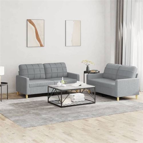 Non Communiqué Gris Vidaxl Ensemble De Canapés 2 Pcs Avec Coussins Clair Tissu