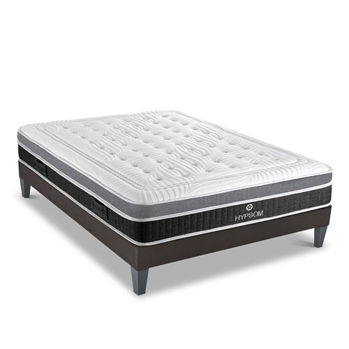 Ensemble ELEGANCE 160x200 cm - Matelas M&eacute;moire de forme + Sommier Bois - Ferme - HYPSOM