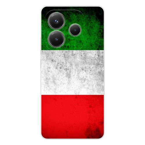 Coque en silicone imprimée compatible Xiaomi Redmi Note 14 5G Drapeau Italie