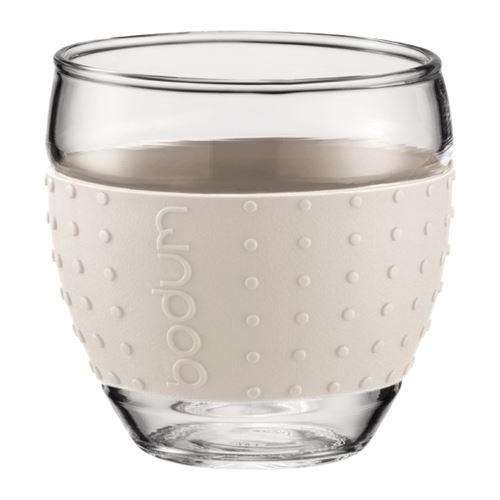 Bodum Blanc Crème - Set 2 Verres, 0.1 L, Bande En Silicone