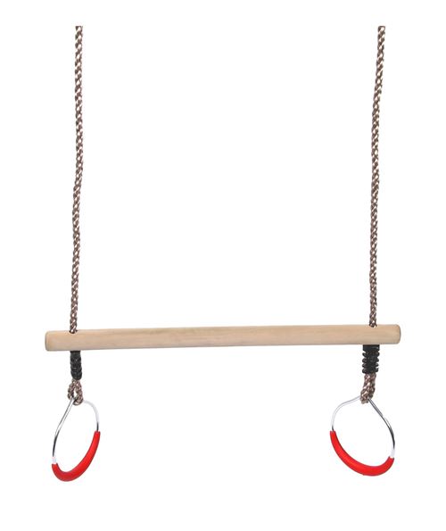 Swing King trapèze avec anneaux en bois 58 cm brun clair
