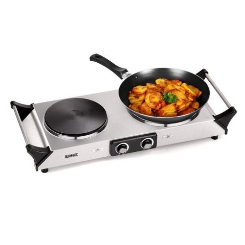 Duronic HP2SS Table de cuisson avec plaque à induction en inox et poignées intégrées (1500W et 1000W)