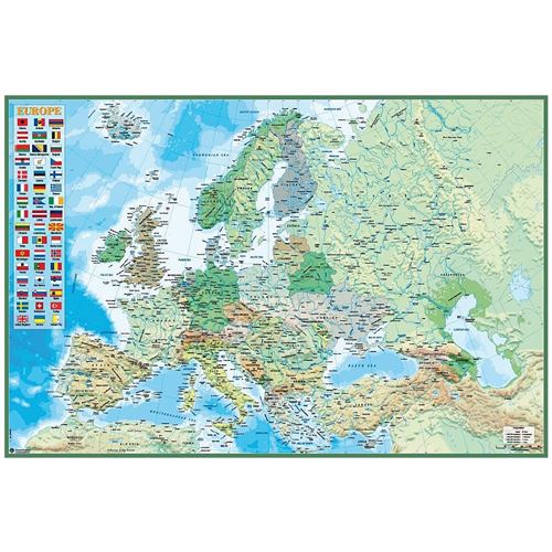 Map Of Europe with FLAG - Carte EUROPE - 61x91,5cm