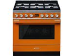 Smeg Elite Portofino CPF9GPOR - Cuisinière - pose libre - largeur : 89.8 cm - profondeur : 60 cm - hauteur : 89 cm - avec système auto-nettoyant - classe A+ - orange