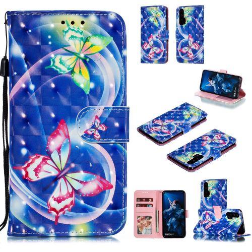 Etui en PU impression de motifs spot de lumière papillon vif pour votre Huawei Honor 20 Pro