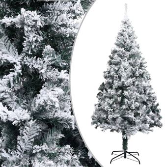 Sapin de Noël artificiel avec neige floquée vert 180 cm PVC - 1