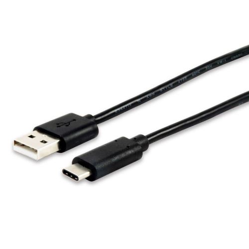 Equip - USB-kabel - USB (M) naar USB-C (M) - USB 2.0 - 3 A - 1 m - gevormd - zwart