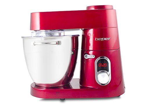 BEPER 90.701 Pétrin Professionnel 6 Vitesses 1200 W, Rouge