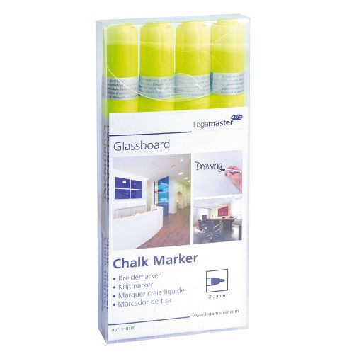 Marqueurs craie pour tableau en verre - Lot de 4 - jaune