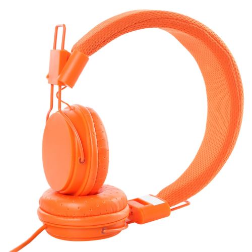 Casque DJ Bass avec microphone 3,5 mm filaire sur l'oreille écouteurs stéréo pliable Orange