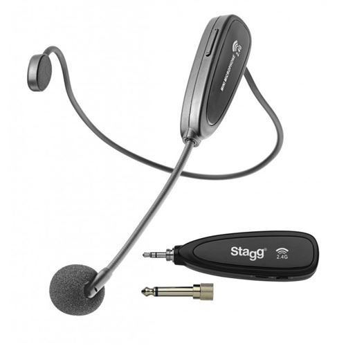 Stagg SUW 12H-BK - Micro-casque sans fil de 2,4 GHz (avec émetteur et récepteur)