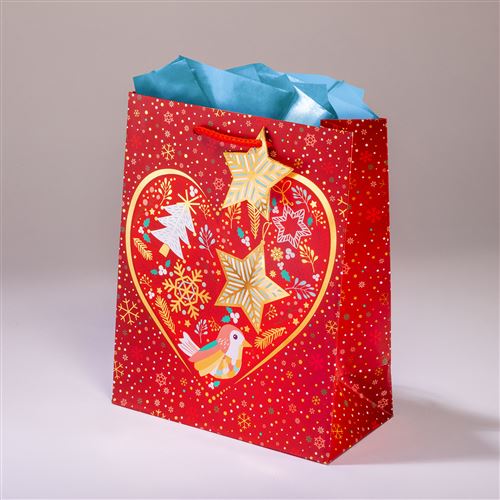 Petit Sac Cadeau en tissu Rouge - Père Noël - 20 x 30 cm - Pochette papier  et sac cadeaux à la Fnac