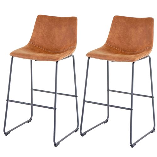 2x tabouret de bar MENDLER HWC-D70 tissu vintage imitation de daim