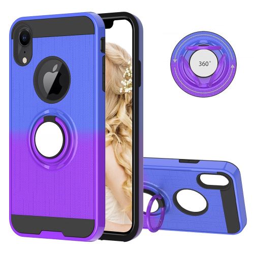 Coque en TPU combo détachable de couleur dégradée avec béquille bleu violet pour votre Apple iPhone XR 6.1 pouces