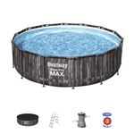 Piscine Hors-sol Tubulaire Bestway Steel Pro Max Imitation Bois 427x107 cm Épurateur à Cartouche de 3 028 L/H Bâche et Échelle